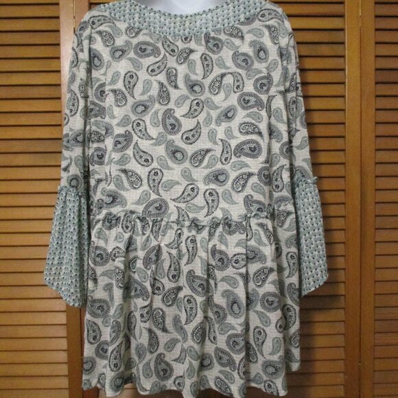 Style & Co top Romantic Boho Sage Green & black lightweight pullover size L - Picture 7 of 7
